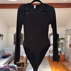River Island - Tie Front cut-out bodysuit - Black - US 12